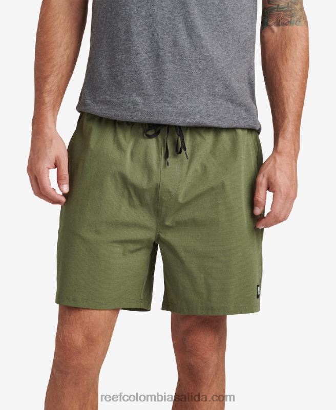 hombres Reef shorts de paseo con cintura elástica de 17" XDDFR714 olivino