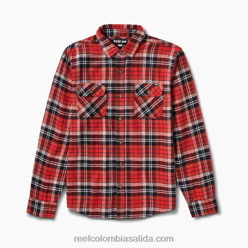 hombres Reef bisbee camisa tejida de franela XDDFR664 chile picante