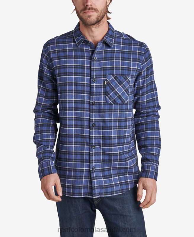 hombres Reef camisa de franela de manga larga kosma XDDFR650 azul índigo