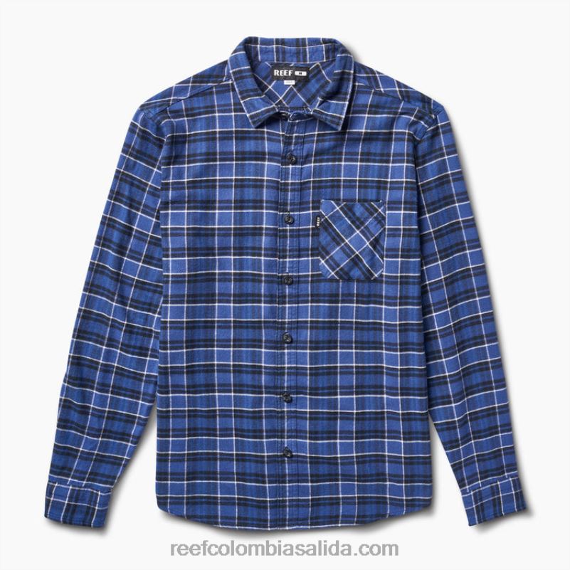 hombres Reef camisa de franela de manga larga kosma XDDFR650 azul índigo