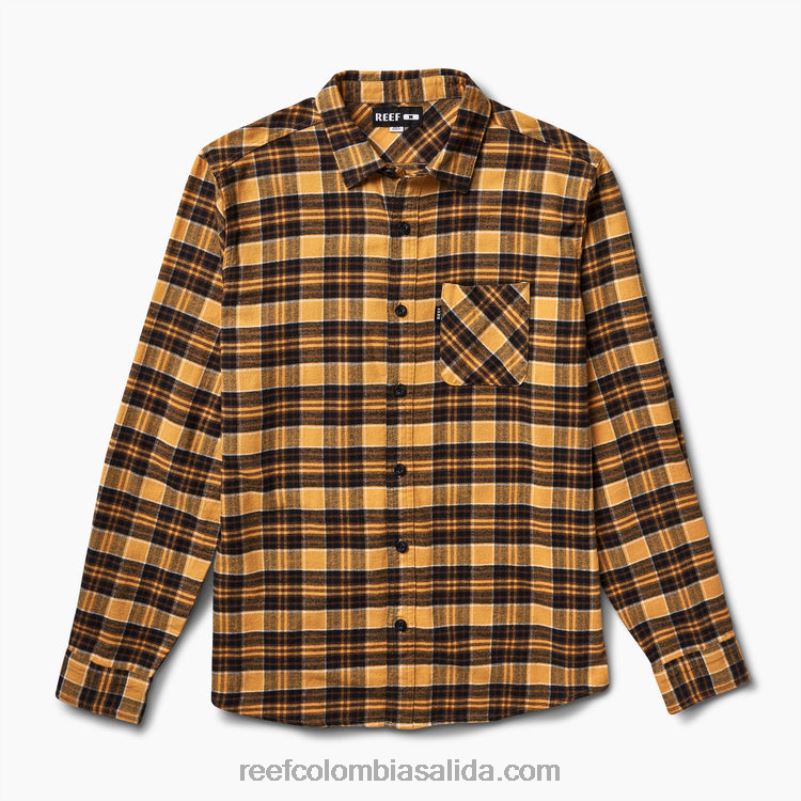 hombres Reef camisa de franela de manga larga kosma XDDFR667 acantilado de roble