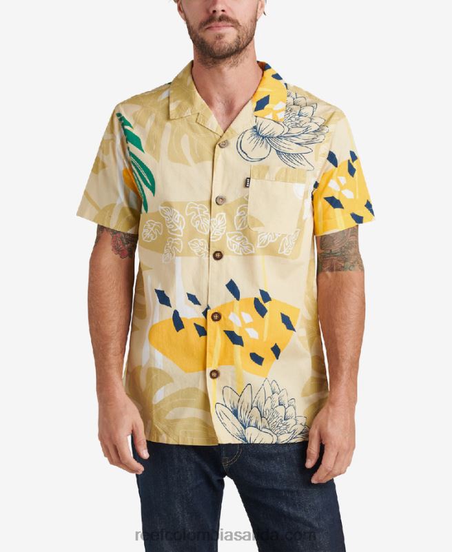 hombres Reef camisa de manga corta otis XDDFR660 niebla