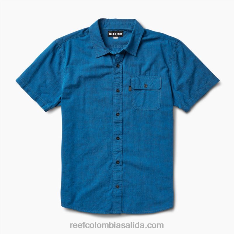 hombres Reef camisa de manga corta winfred XDDFR653 azul francés