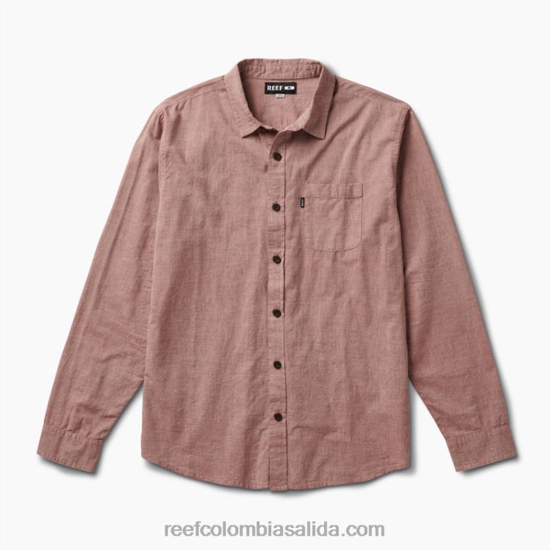 hombres Reef camisa de manga larga de estuardo XDDFR657 caoba