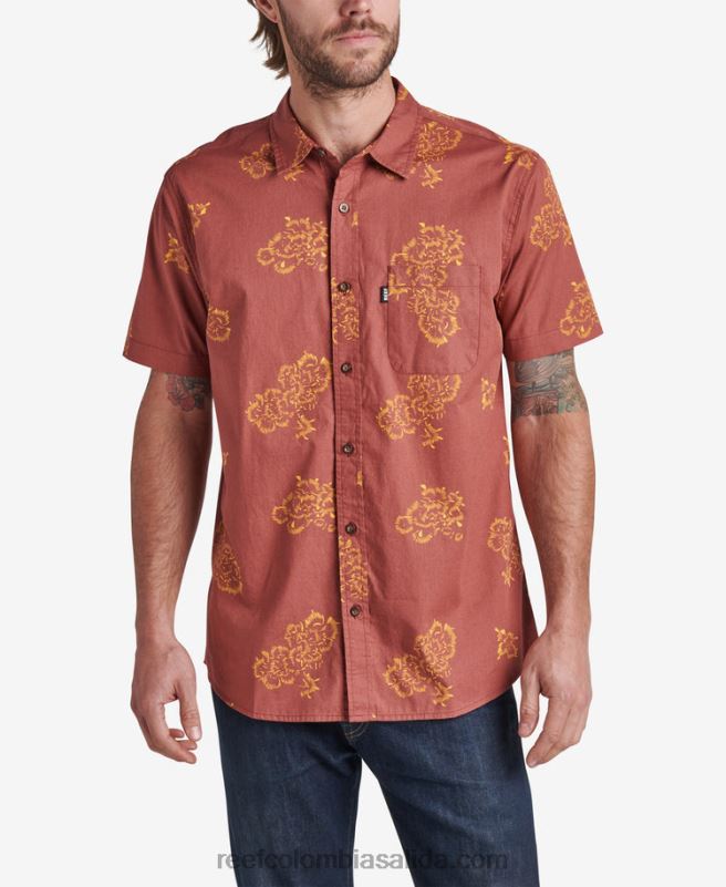 hombres Reef forja camisa de manga corta XDDFR642 caoba