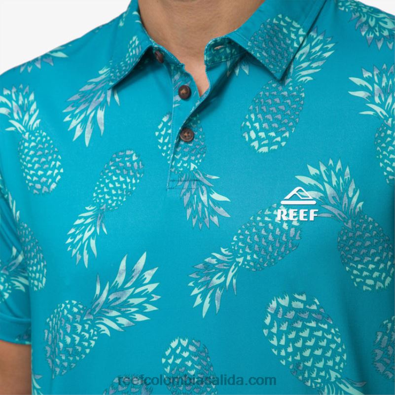 hombres Reef polo de manga corta con volante XDDFR652 azulejo azul