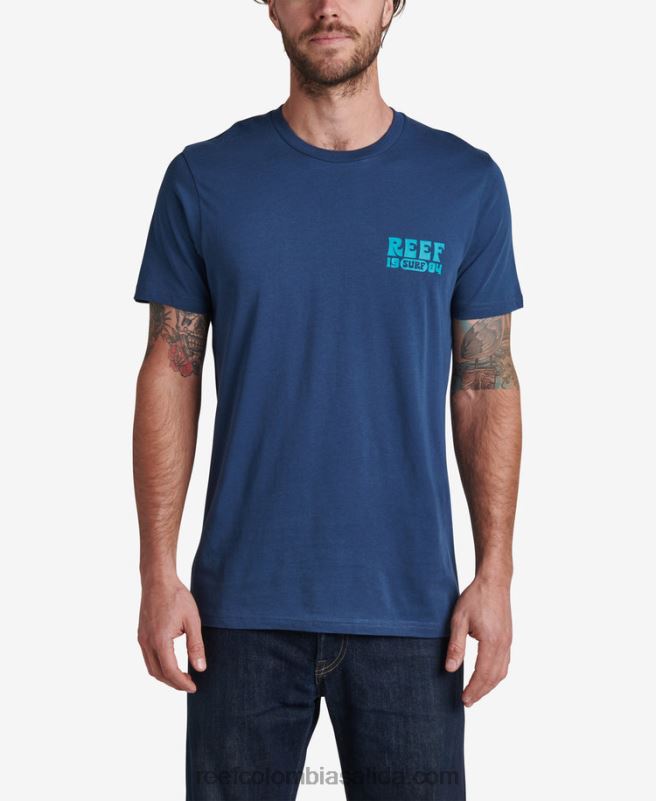 hombres Reef camiseta de manga corta carland XDDFR565 insignias azules