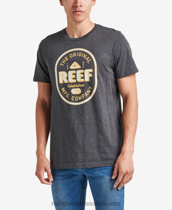 hombres Reef camiseta de manga corta clark flameada XDDFR601 carbón vegetal
