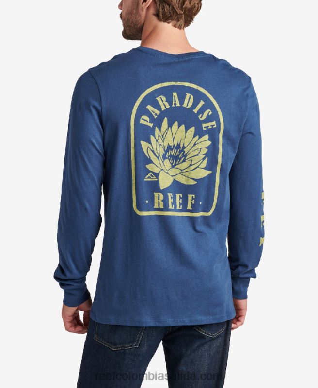 hombres Reef camiseta de manga larga azul XDDFR616 insignia azul