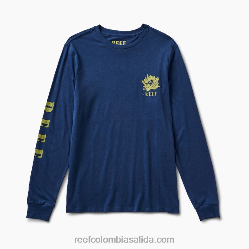 hombres Reef camiseta de manga larga azul XDDFR616 insignia azul