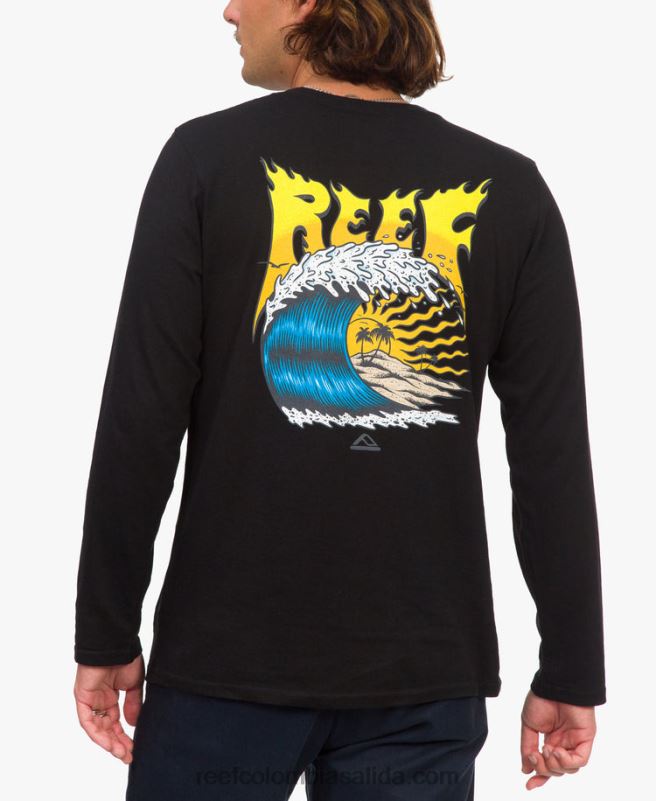 hombres Reef camiseta de manga larga carson recyclo XDDFR589 negro