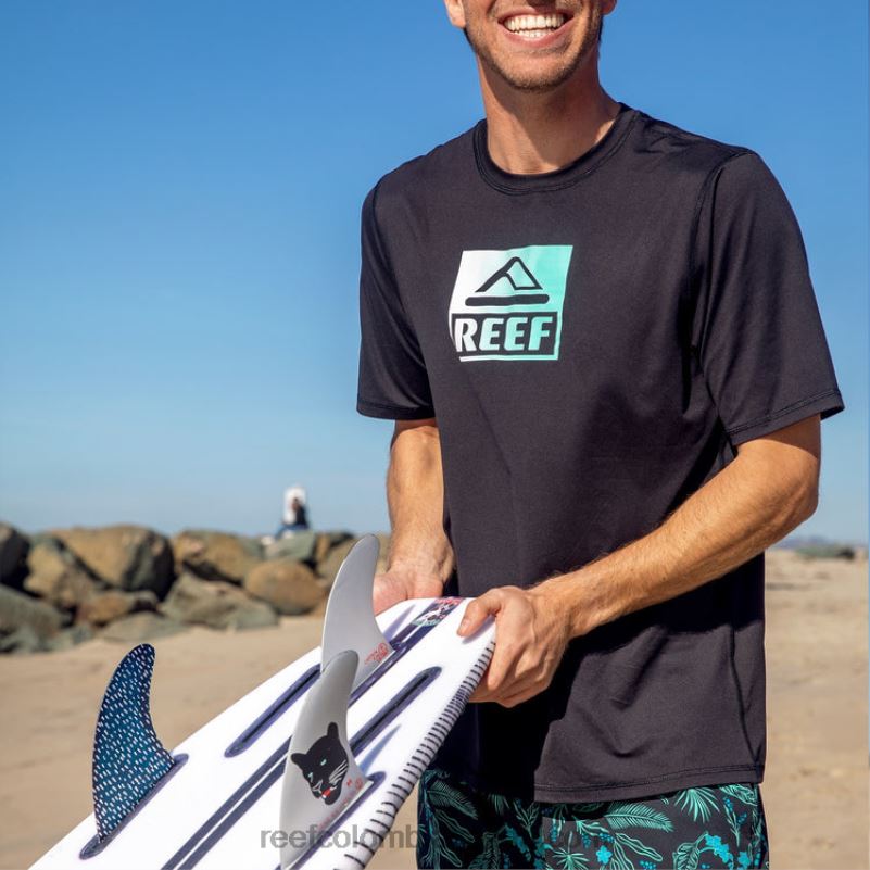 hombres Reef camiseta rodeo de manga corta con protección contra erupciones holgada XDDFR582 caviar