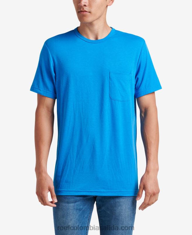 hombres Reef camiseta smith de punto con bolsillo y manga corta XDDFR598 azul francés