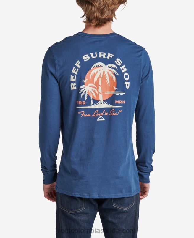 hombres Reef playera de manga larga con diseño aleatorio XDDFR612 insignias azules