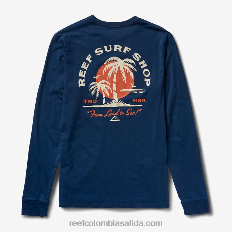 hombres Reef playera de manga larga con diseño aleatorio XDDFR612 insignias azules