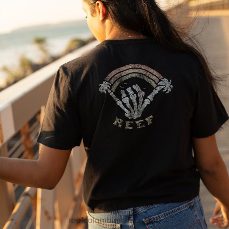 mujer Reef camiseta corta de manga corta en algún lugar XDDFR270 caviar