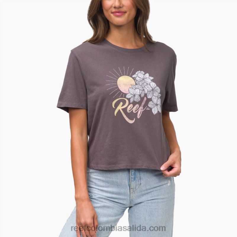 mujer Reef camiseta corta de manga corta plumeria XDDFR279 gris