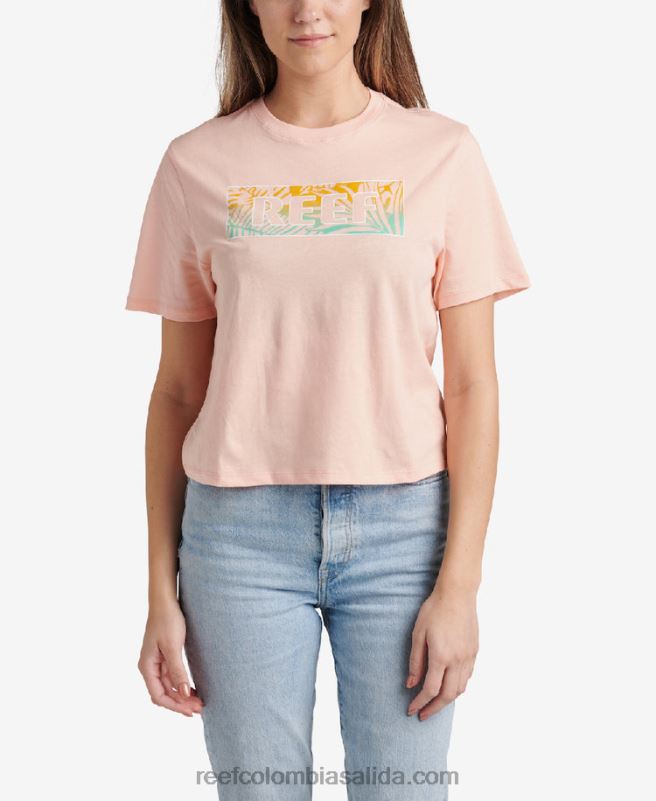 mujer Reef camiseta de manga corta sara XDDFR285 tinte de corbata de melocotón