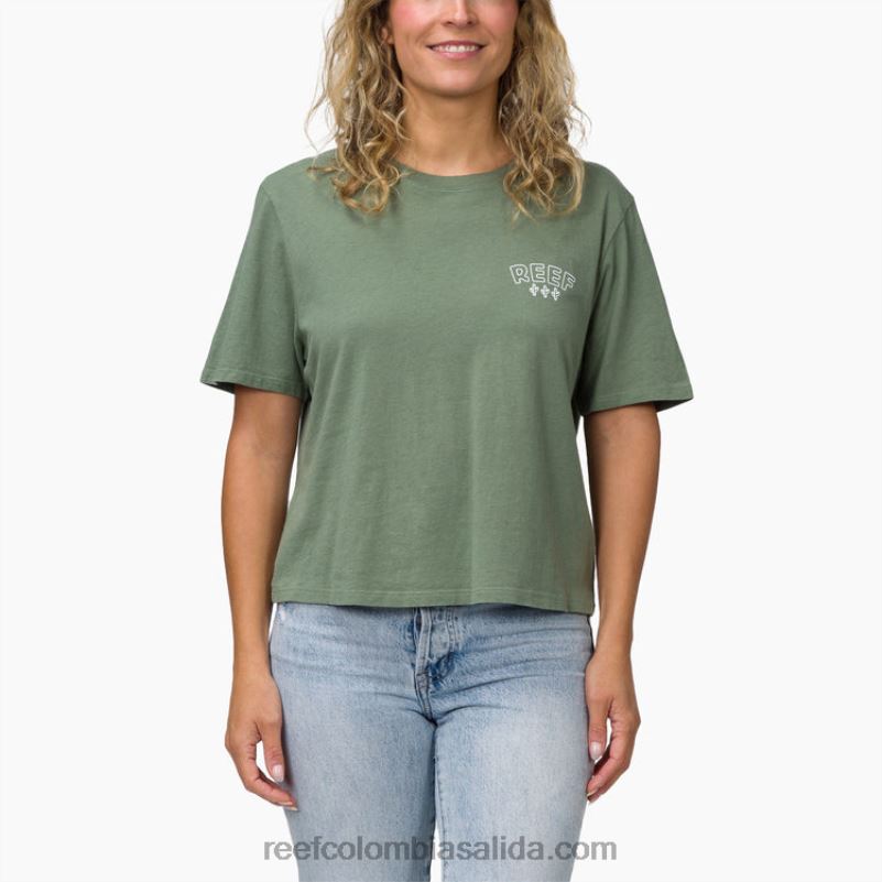 mujer Reef playera boxy de manga corta con cactus XDDFR277 espuma marina